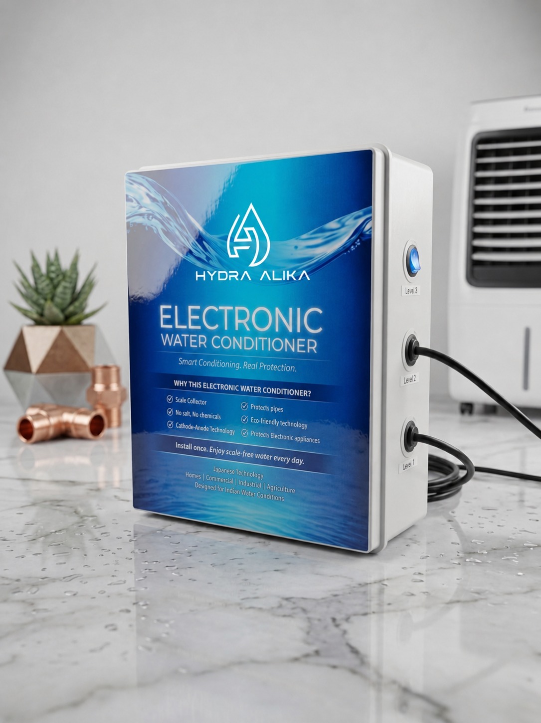 HYDRA ALKA ELECTRONIC WATER CONDITIONER  SMART SOLUTION FOR HARD WATER PROBLEMS